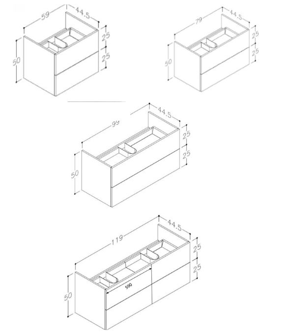 RIMINI WALL HUNG TWIN DRAWER GREY MOLINA OAK