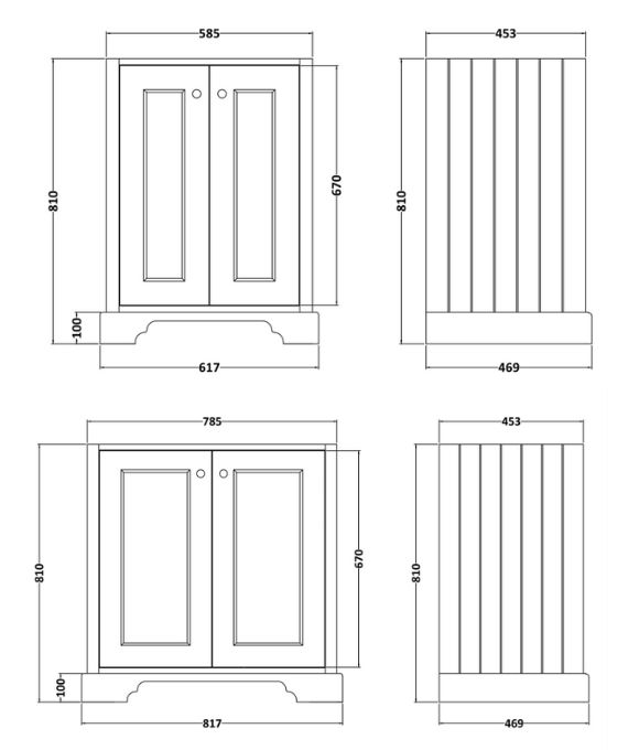 BAYSWATER 2 DOOR FLOOR STANDING UNIT POINTING WHITE