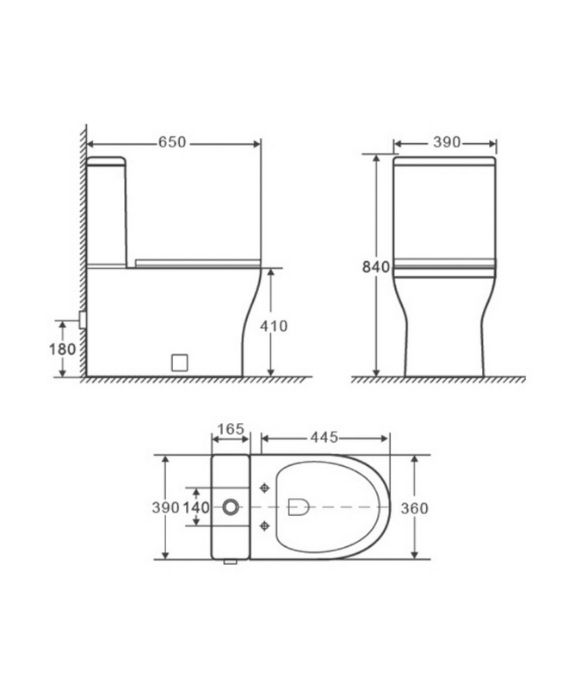 AMANDA CLOSE COUPLED RIMLESS WC