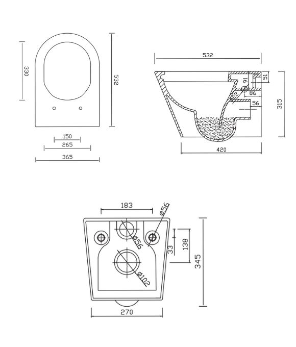 REFLECTIONS RIMLESS WALL HUNG WC