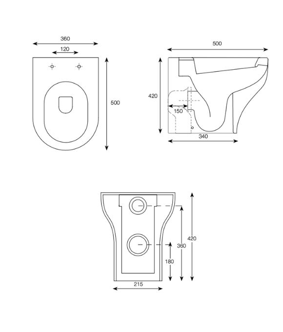 NOTE BACK TO WALL WC