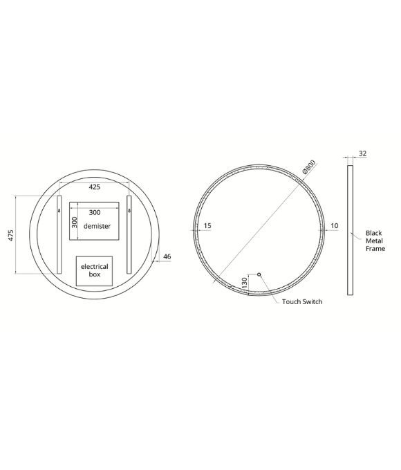ASTRID BEAM ROUND ILLUMINATED MIRROR