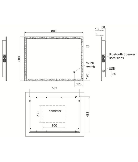 SANSA SOUND RECTANGULAR MIRROR