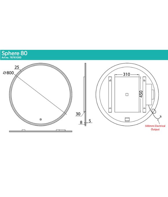 SPHERE LED ROUND MIRROR