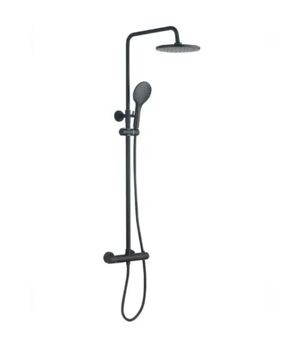 NERO BLACK ROUND THERMOSTATIC SHOWER