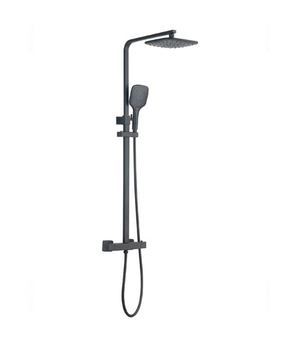 NERO BLACK ROUND THERMOSTATIC SHOWER