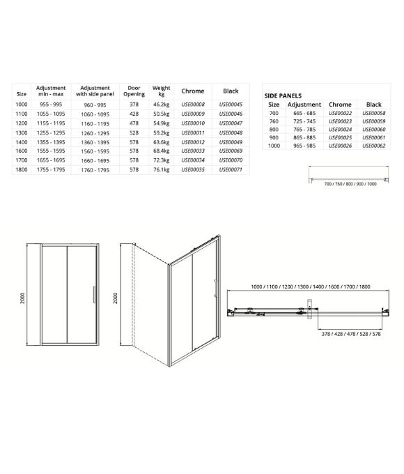 ASPECT CHROME SLIDING DOOR 1400MM