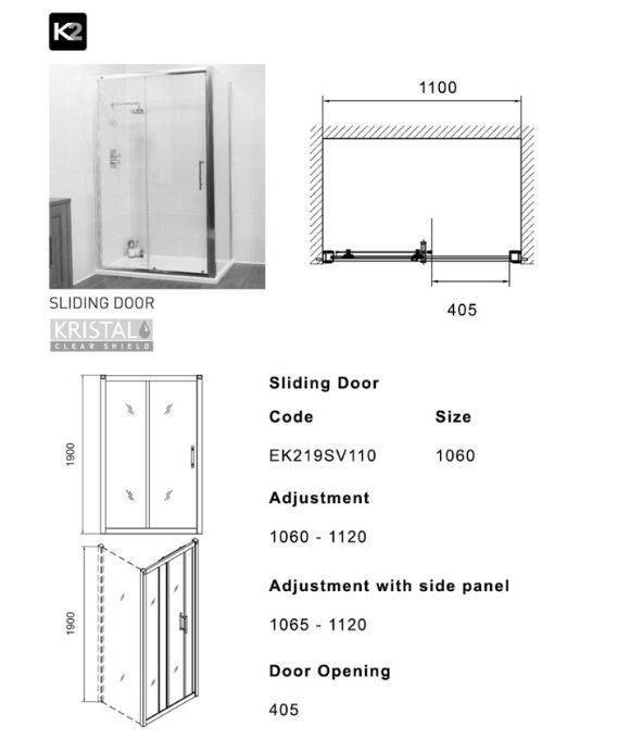 K2 SLIDING DOOR 1100MM