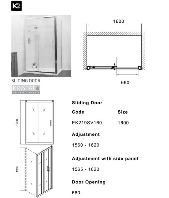 K2 SLIDING DOOR 1600MM
