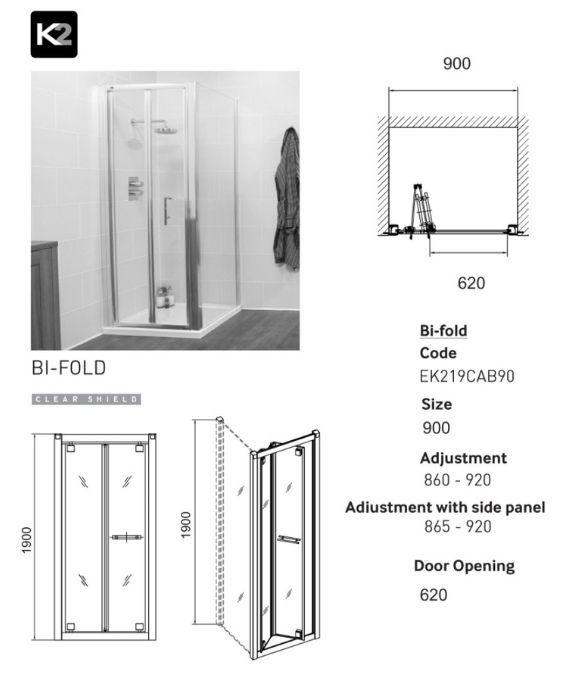 K2 BIFOLD DOOR 900MM