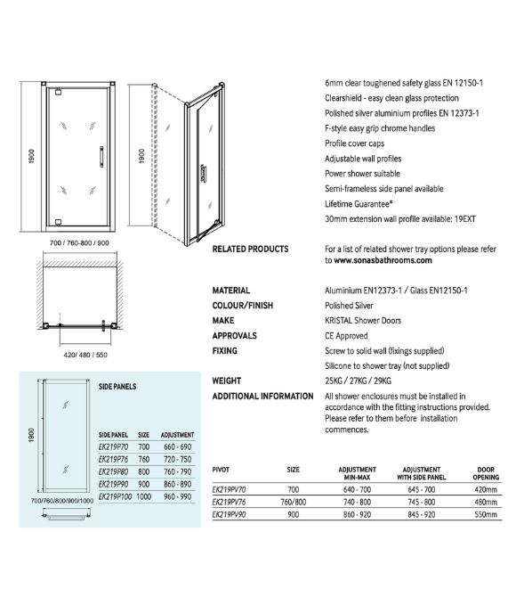 K2 PIVOT DOOR 700MM
