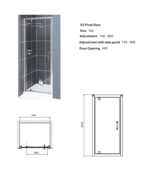 K2 PIVOT DOOR 760MM