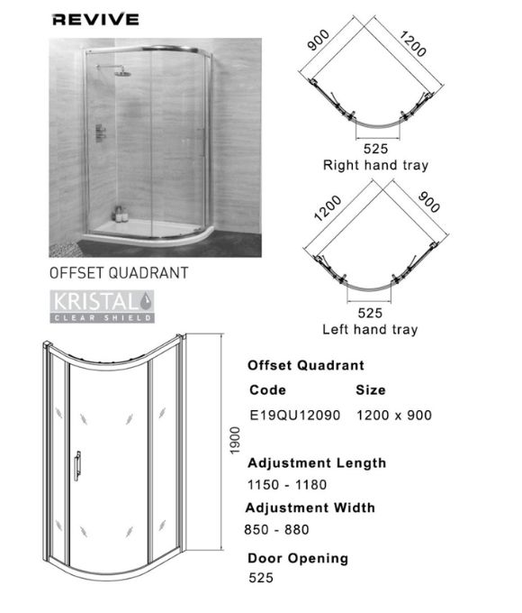 K2 DOUBLE DOOR OFFSET QUAD 1200X900MM