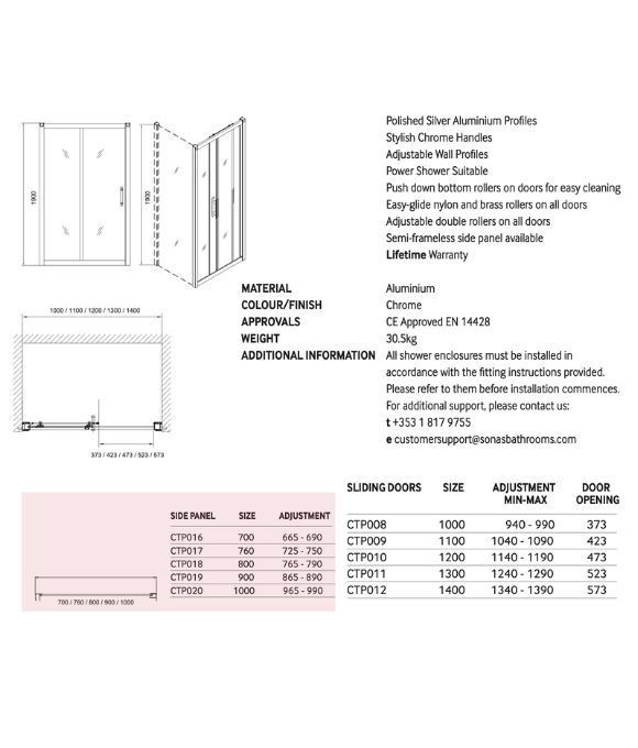 CITY PLUS SLIDING DOOR 1400MM