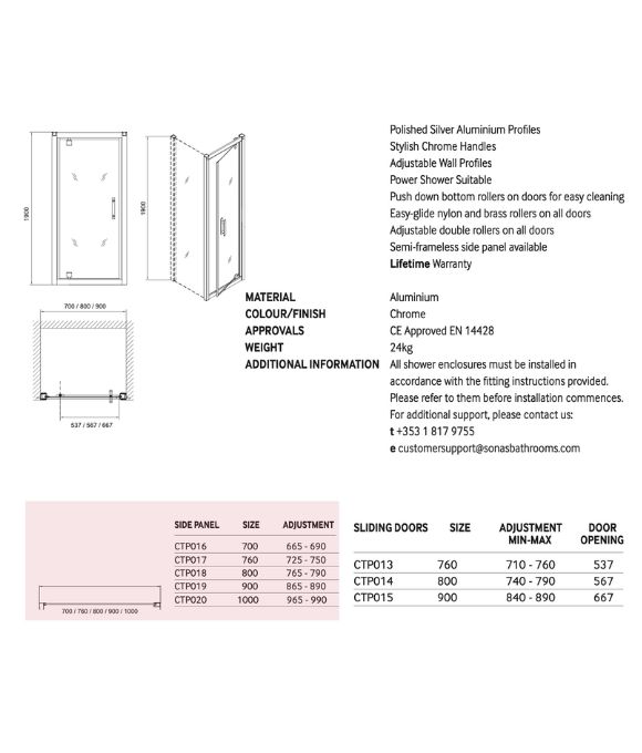 CITY PLUS PIVOT DOOR 800MM