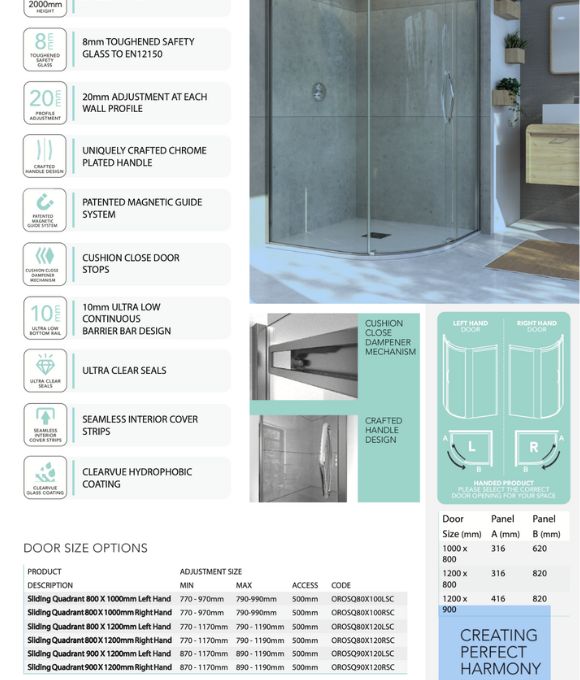 ORO SLIDING OFFSET QUAD DOOR 1200X800MM