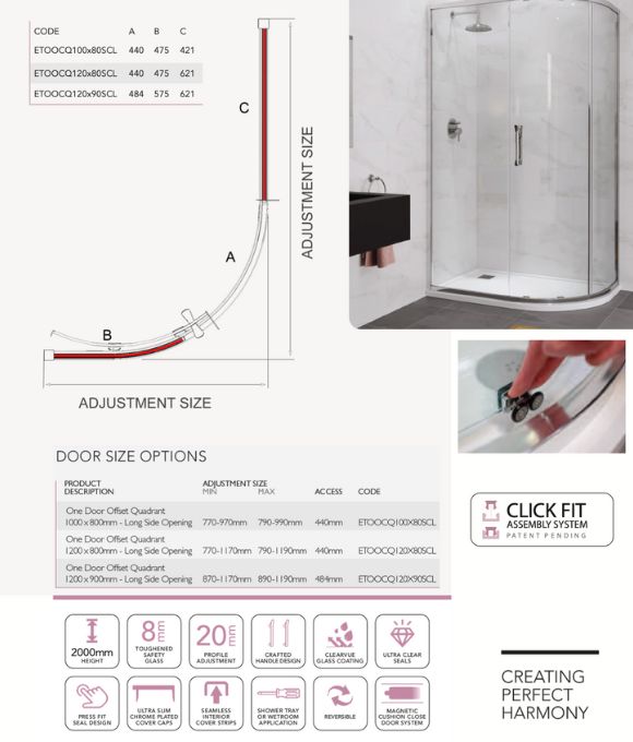 ETO SINGLE DOOR OFFSET QUAD 1000X800MM