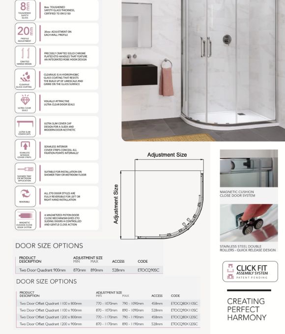 ETO TWO DOOR QUADRANT 900MM