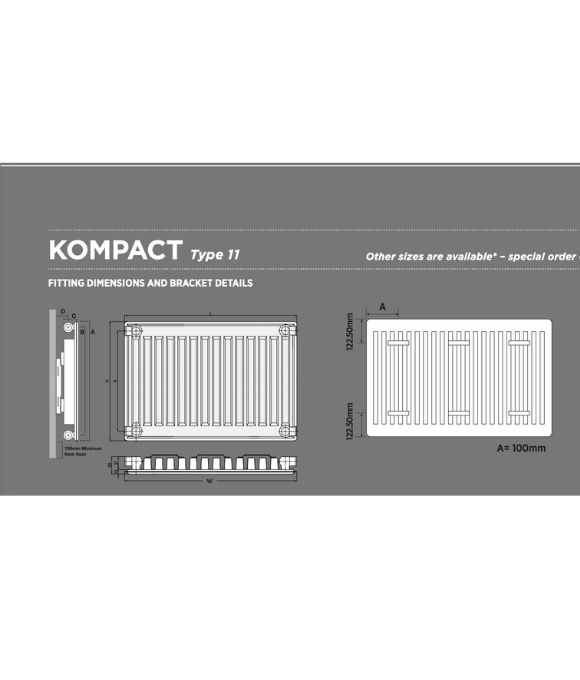 KOMPACT SINGLE PANEL RADIATOR 1400X500