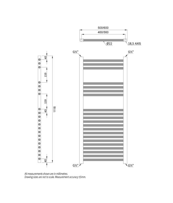 1200X600 STRAIGHT TOWEL RAIL