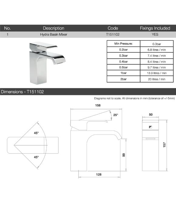 HYDRA BASIN MIXER CHROME