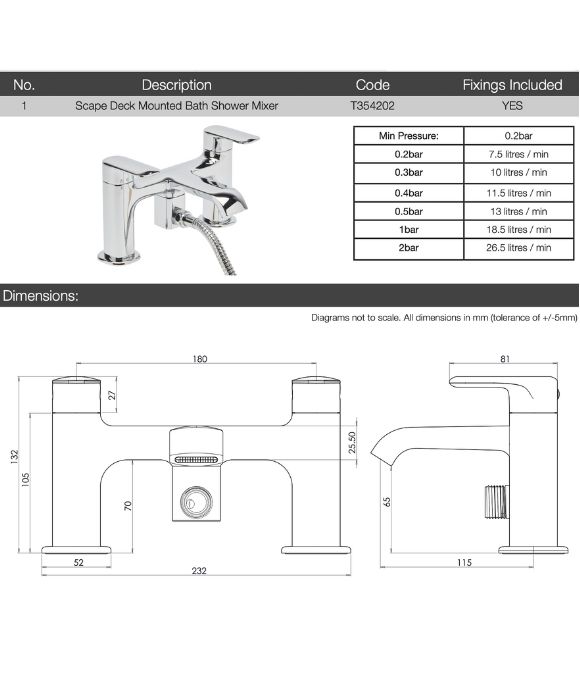 SCAPE DECK MOUNTED BATH SHOWER MIXER