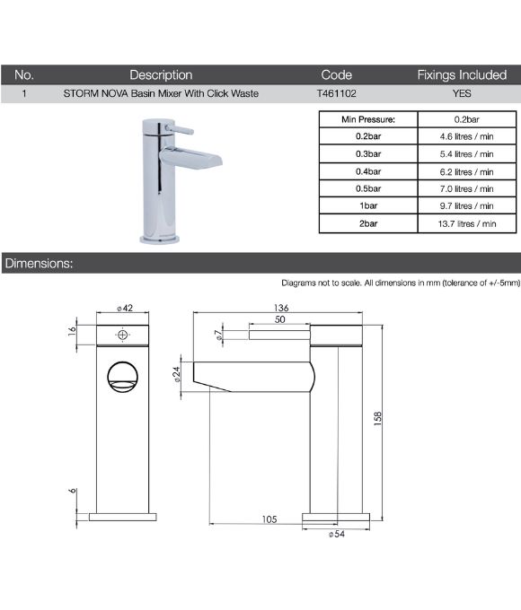 STORM-NOVA BASIN MIXER CHROME