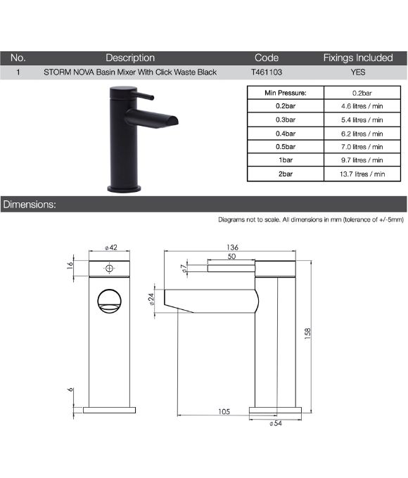 STORM-NOVA BASIN MIXER BLACK