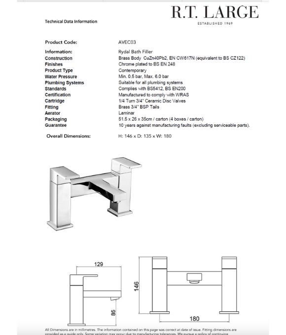 RYDAL BATH FILLER