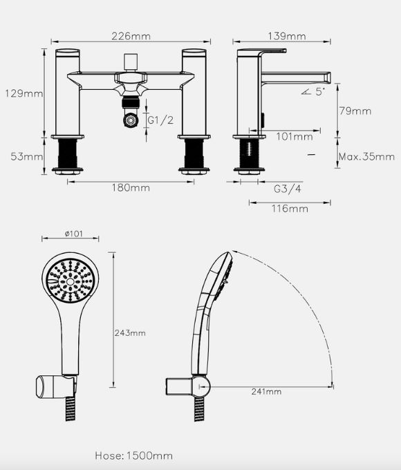 FUSE BATH SHOWER MIXER BLACK