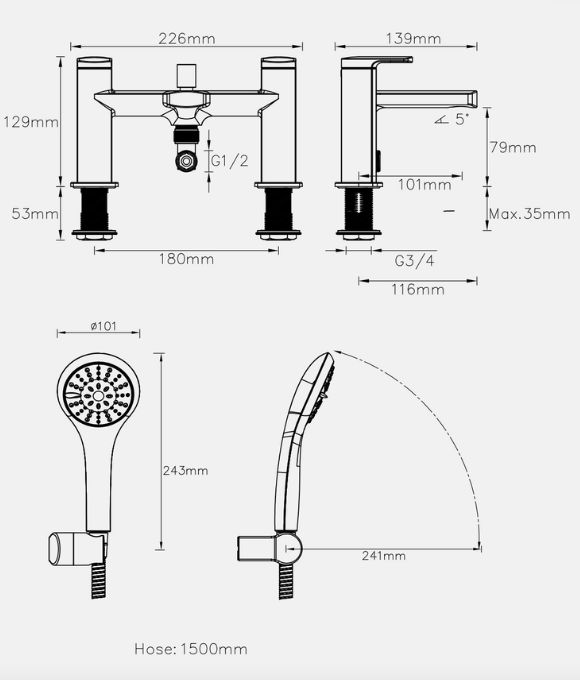 FUSE BATH SHOWER MIXER CHROME