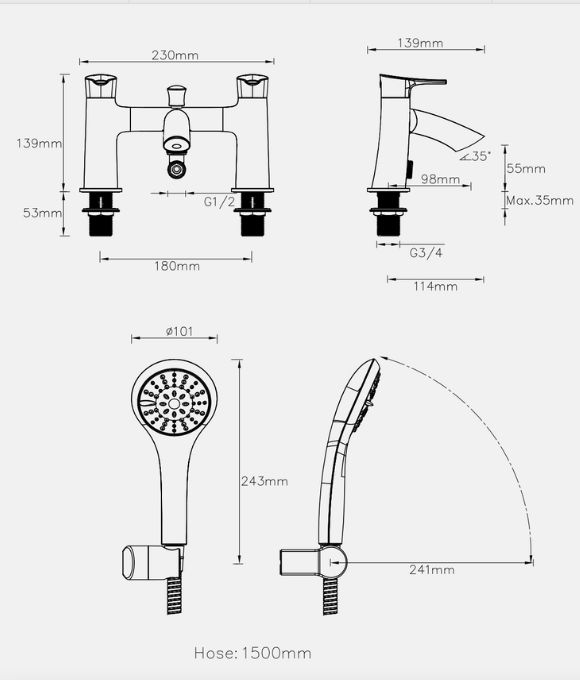 PORTO BATH SHOWER MIXER
