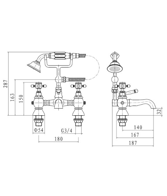 TRADITIONAL FLOOR STANDING BATH SHOWER MIXER