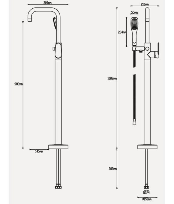 LINEA FREESTANDING BATH SHOWER MIXER