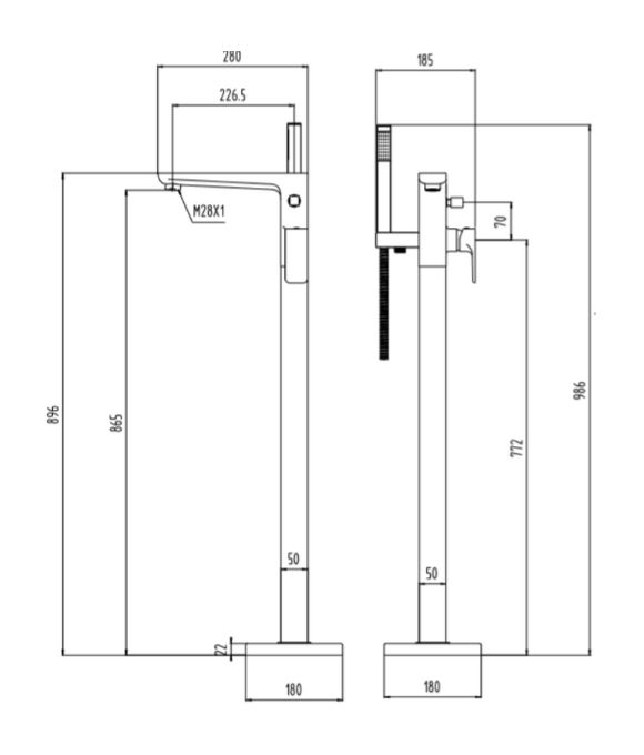SORENTO FREESTANDING BATH SHOWER MIXER