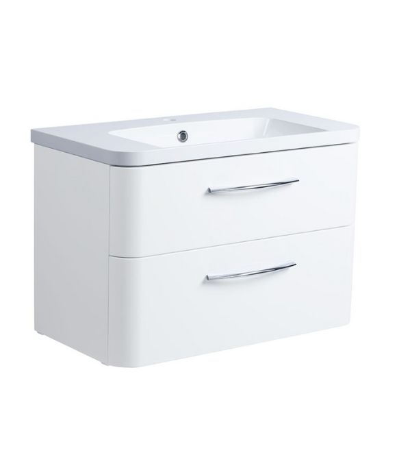 SYSTEM 800 WALL MOUNTED BASIN UNIT GLOSS WHITE
