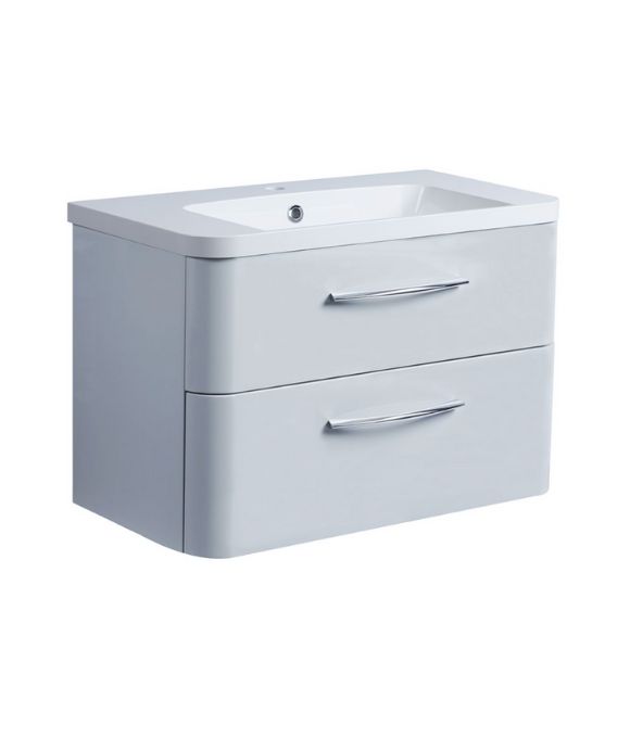 SYSTEM 800 WALL MOUNTED BASIN UNIT GLOSS LIGHT GREY