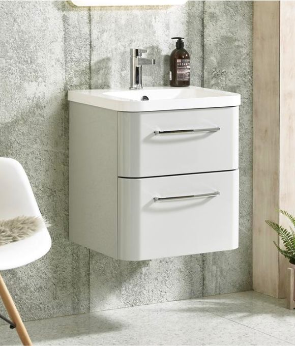 SYSTEM 800 WALL MOUNTED BASIN UNIT GLOSS LIGHT GREY