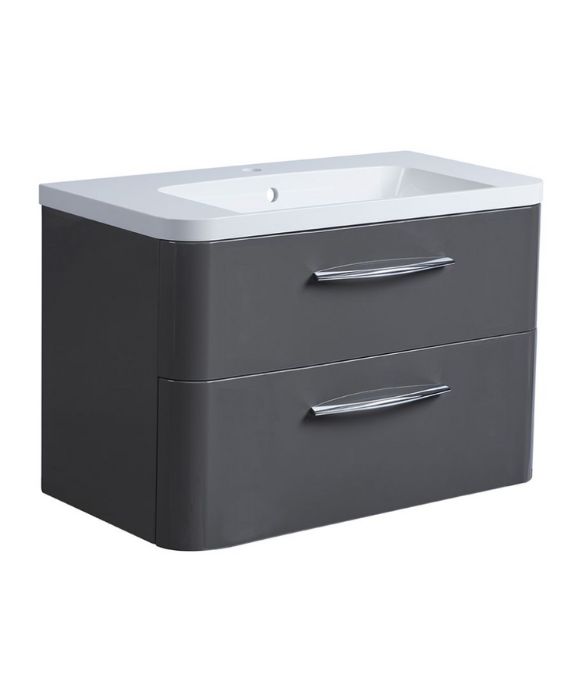 SYSTEM 800 WALL MOUNTED BASIN UNIT GLOSS DARK GREY