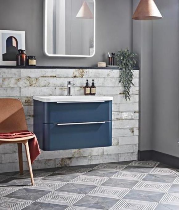 SYSTEM 800 WALL MOUNTED BASIN UNIT DERWENT BLUE
