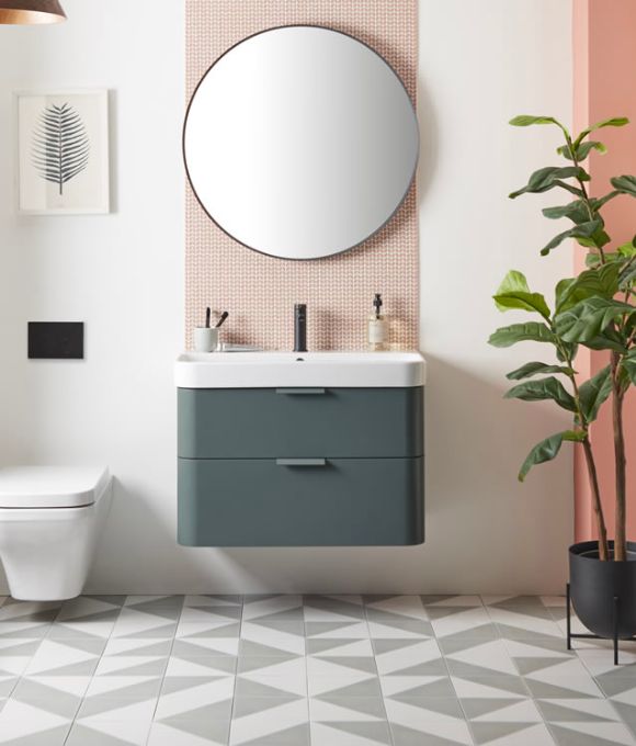 SYSTEM 800 WALL MOUNTED BASIN UNIT JUNIPER GREEN