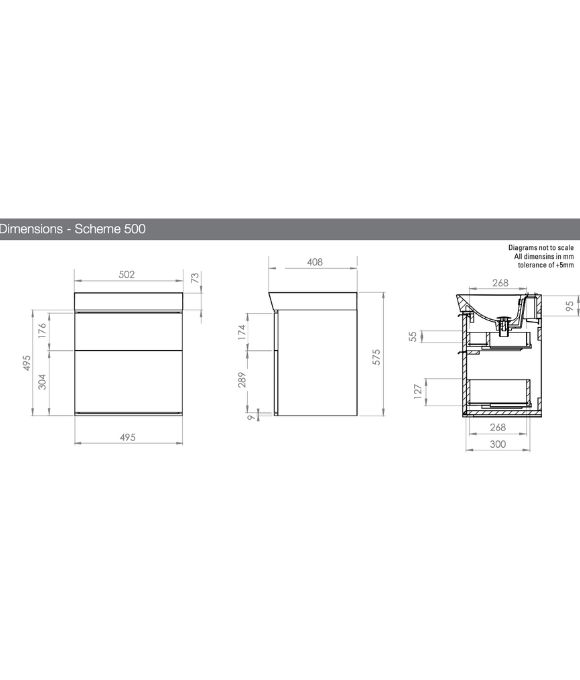 SCHEME 500 WALL MOUNTED BASIN UNIT GLOSS WHITE