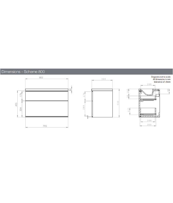 SCHEME 800 WALL MOUNTED BASIN UNIT LIGHT GREY
