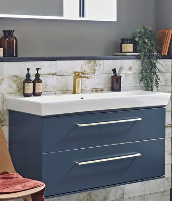 SCHEME 800 WALL MOUNTED BASIN UNIT DERWENT BLUE