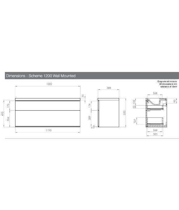 SCHEME 1200 WALL MOUNTED BASIN UNIT UMBRA
