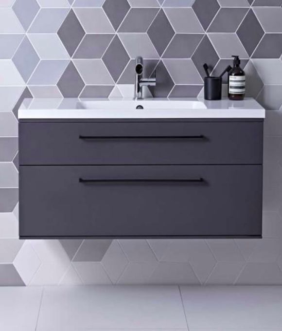 SCHEME 1200 WALL MOUNTED BASIN UNIT MATT CARBON