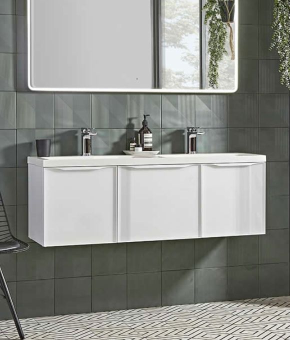 FRAME 1200 WALL MOUNTED BASIN UNIT GLOSS WHITE