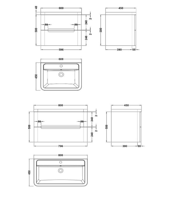LOTTI WALL HUNG UNIT MATT GREY