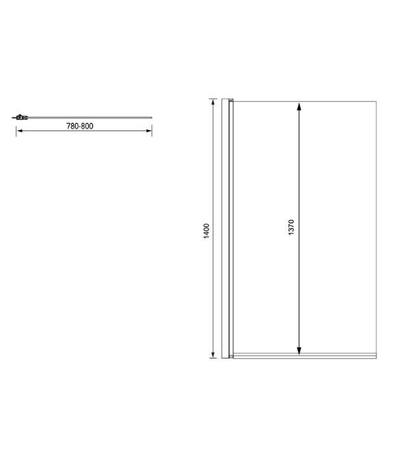 LUNAR SB2 SQUARE EDGE BATHSCREEN
