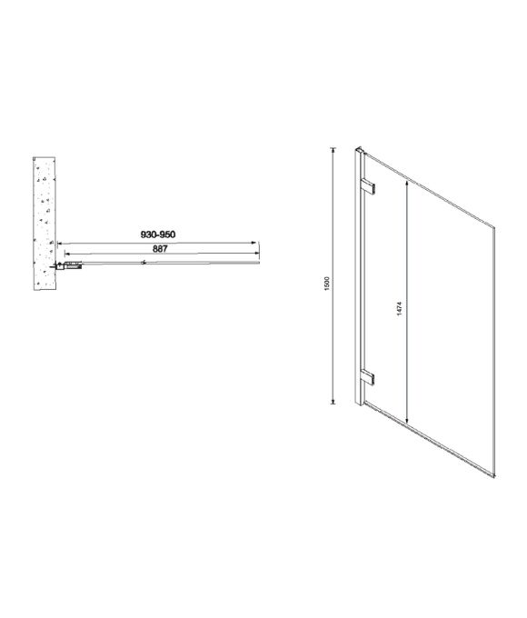 LUNAR SB5 HINGED BATHSCREEN